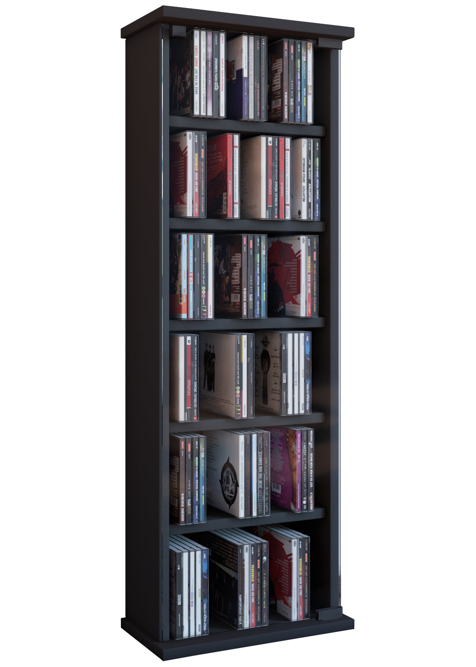 VCM Płyta CD / DVD Media Shelf Vetro Czarny H. 92 x B. 31 x T. 18 cm