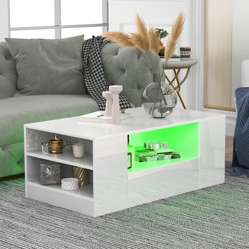 Table basse avec 2 tiroirs rectangulaire, Table Basse avec Rangement