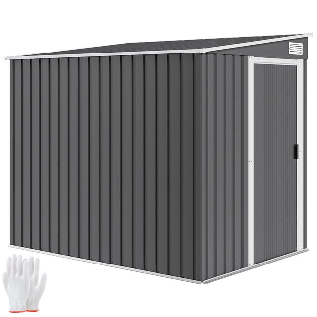 Abri de jardin de 2,81 mètres carrés, avec fondations, abri à outils extérieur en pente, structure en acier galvanisé.