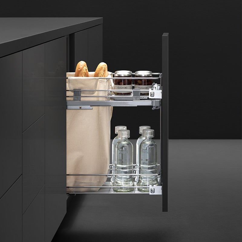 Panier coulissant bas pour pain et bouteilles - Largeur : 264 mm - Pour caisson de largeur : 300 mm - VIBO - 3