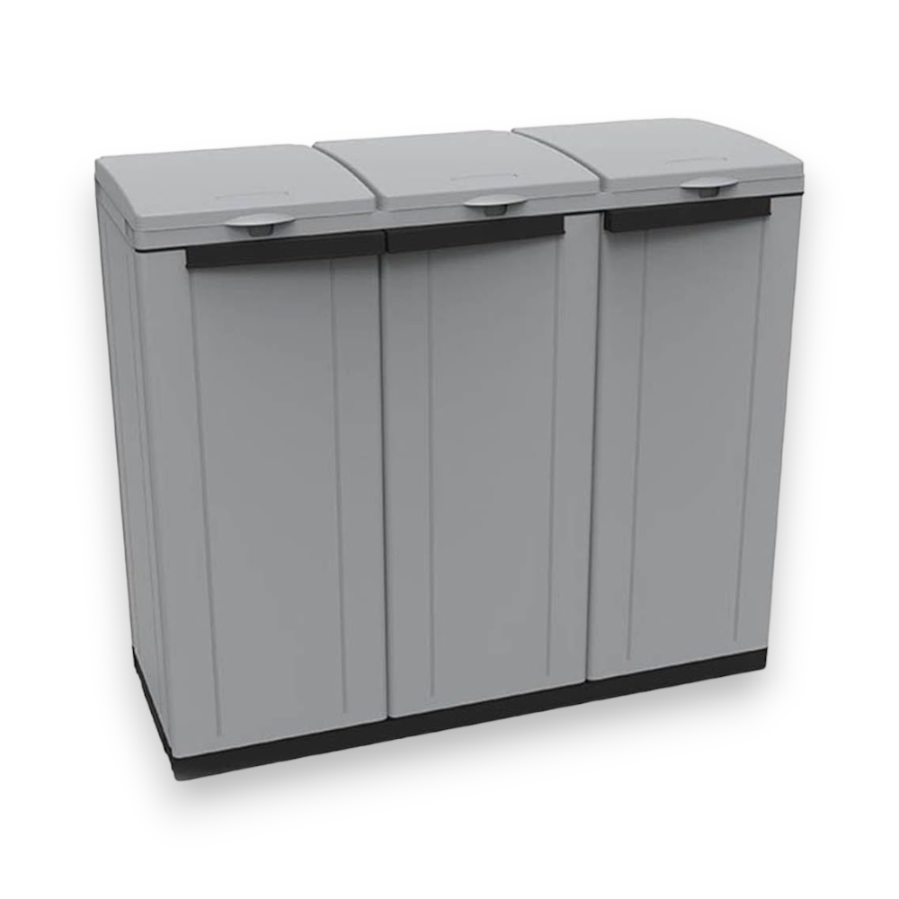 Pattumiera Differenziata DEA HOME ECO3 - 3 Scomparti Da 50 Litri, Per Interni Ed Esterni, Colore Nero - Foto 5