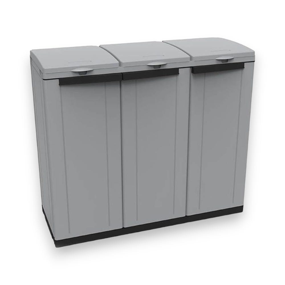 Pattumiera Differenziata DEA HOME ECO3 - 3 Scomparti Da 50 Litri, Per Interni Ed Esterni, Colore Nero - Foto 5