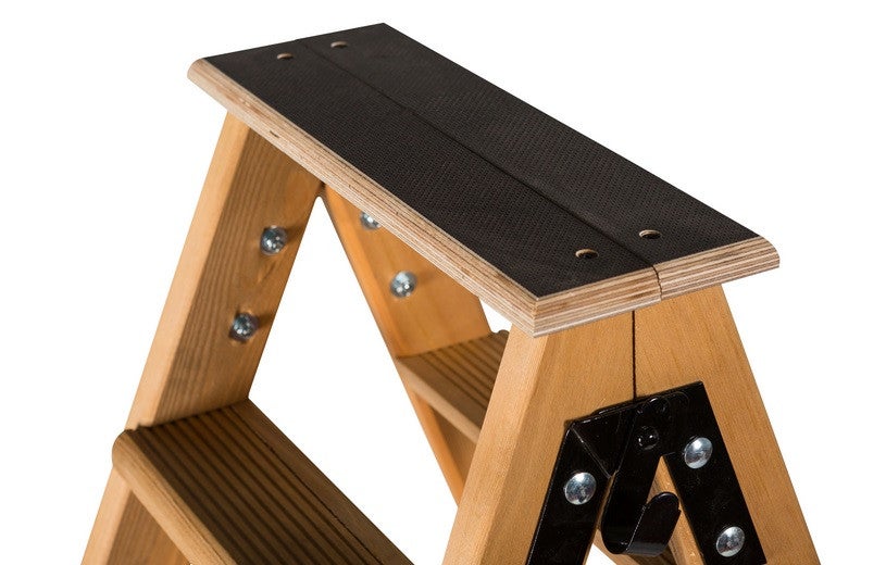 Escabeau double accès bois 2x3 marches + tablette CENTAURE - 483603 - 5