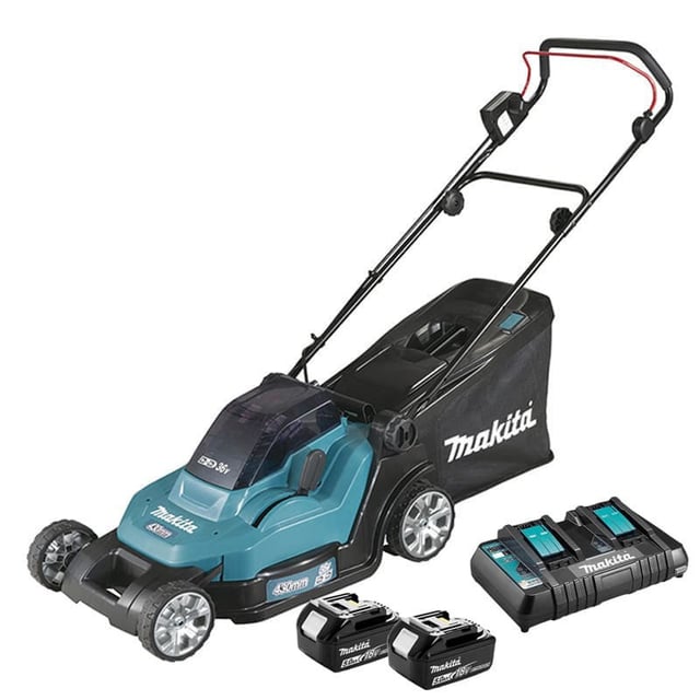 Tagliaerba 36V 2X18V agli ioni di litio 43 cm + 2 Batterie MAKITA - DLM432PT2