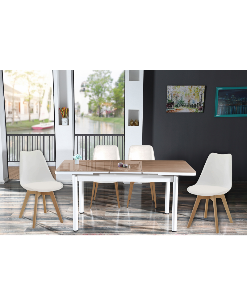 Set Tavolo Da Pranzo Con 4 Sedie GIANTEX - Vetro Temperato, Design Moderno E Compatto Per Cucina E Soggiorno - Foto 3