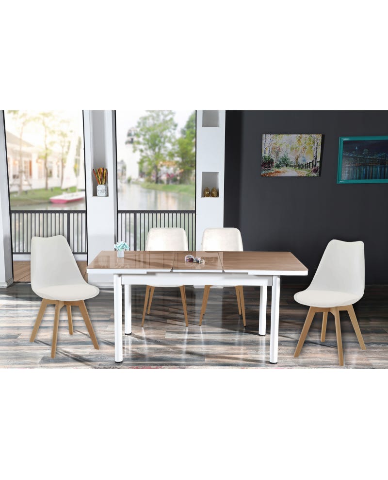 Set Tavolo Da Pranzo Con 4 Sedie GIANTEX - Vetro Temperato, Design Moderno E Compatto Per Cucina E Soggiorno - Foto 3