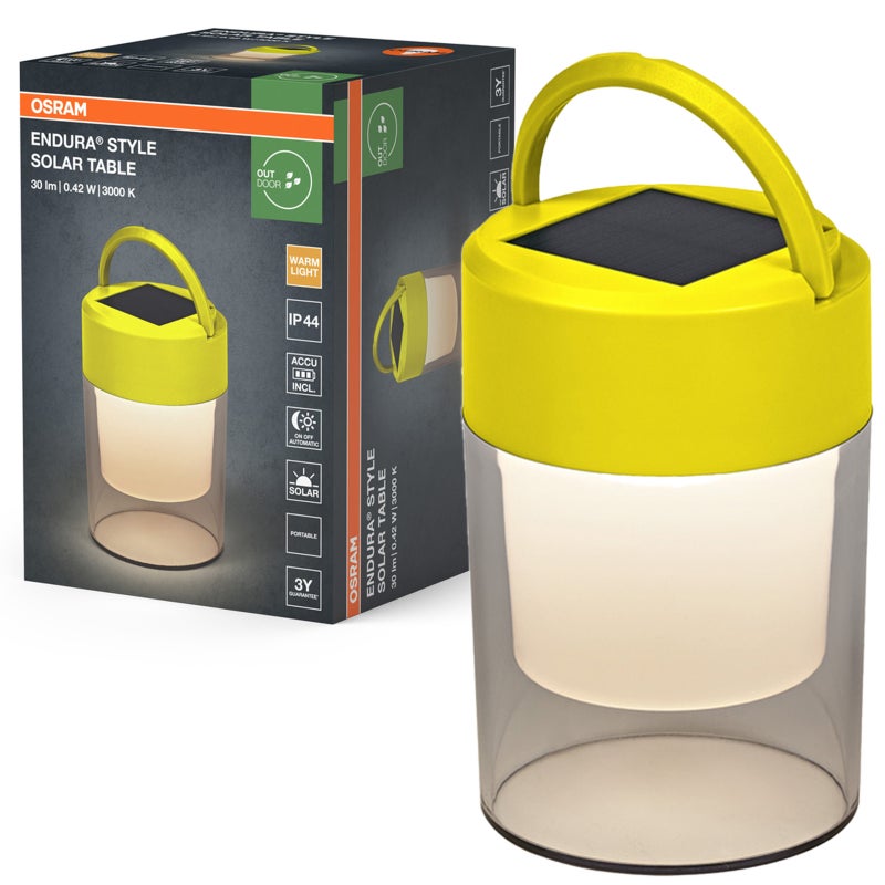 Lampa Solarna Osram LED Ogrodowa Stojąca Latarenka 0.42W 20lm 3000K Ciepła biel Ściemnialna Żółty IP44 1 szt.