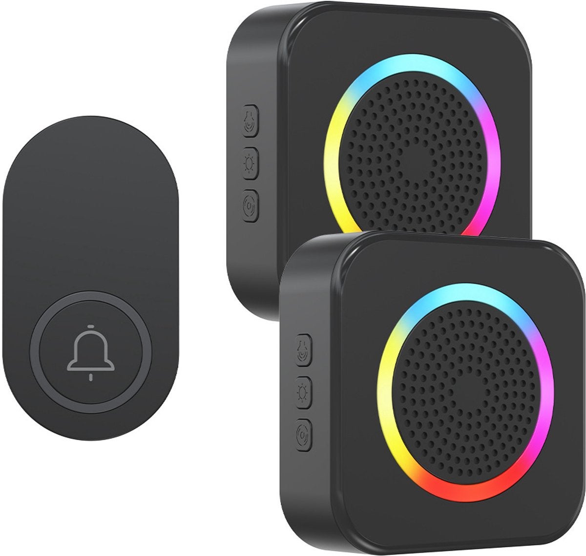 Sonerie wireless, 63 de melodii și 4 niveluri de volum cu iluminare RGB, rezistentă la apă IP68 pentru acasă, birou, magazin