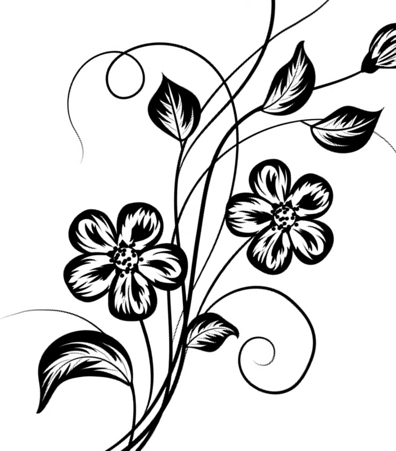 Juego de 2 pegatinas de pared de flores negras, decoración de pared ...