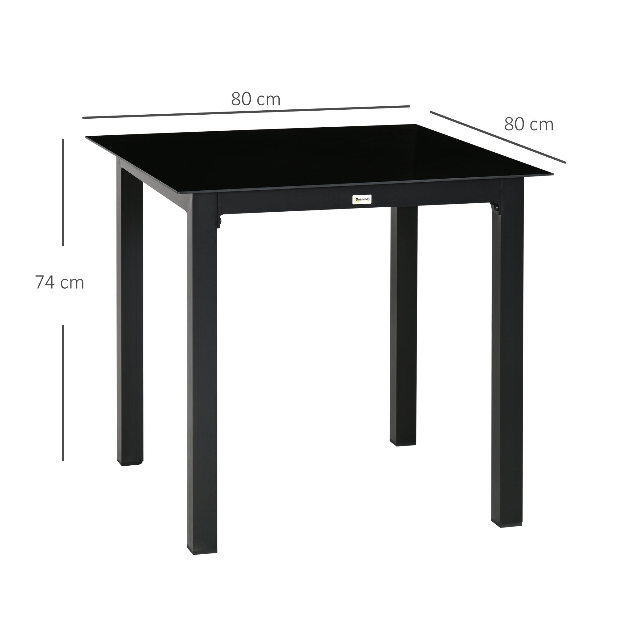 Table de jardin extensible carré en Verre Noir - 3