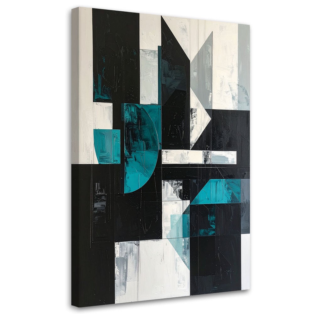 Obraz do salonu biura kuchni, Geometryczne kształty turkusowy czarny 60x90
