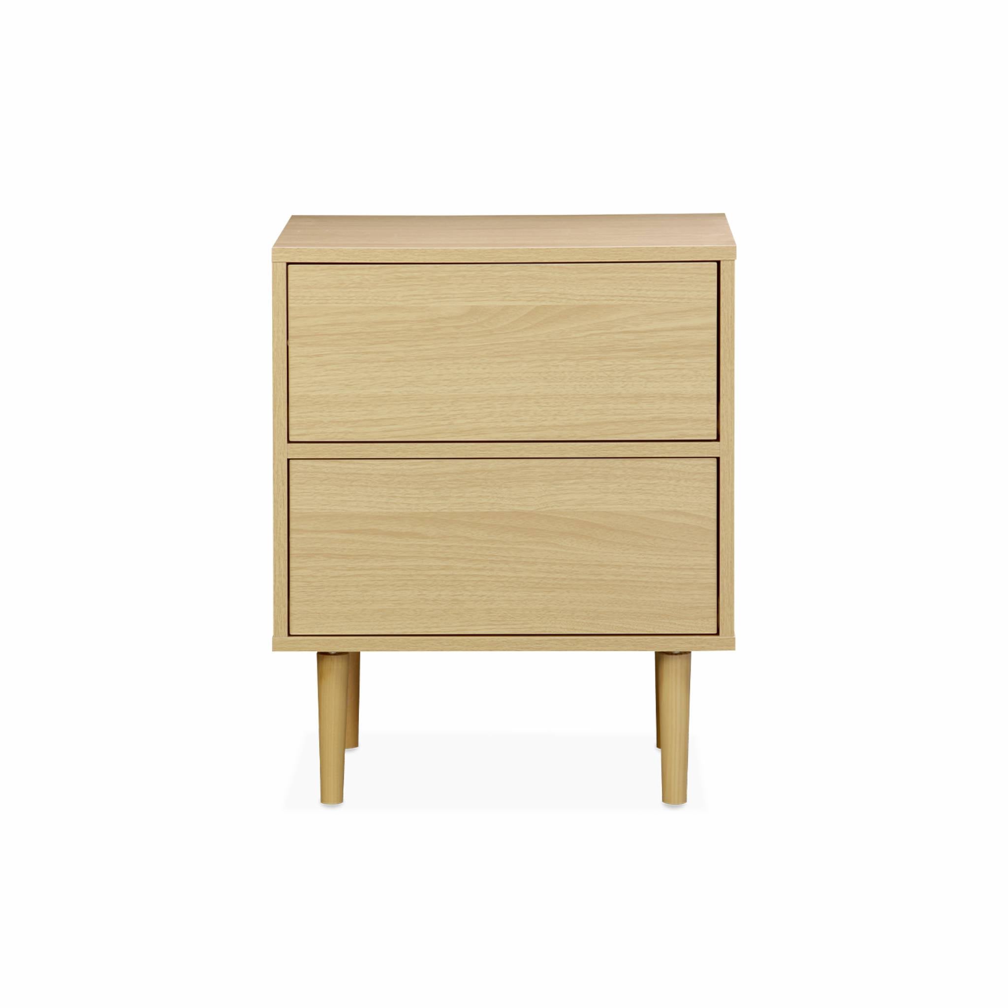 Mesita de noche con efecto madera natural, set de 2 Natural - 48x40x59 cm - 4