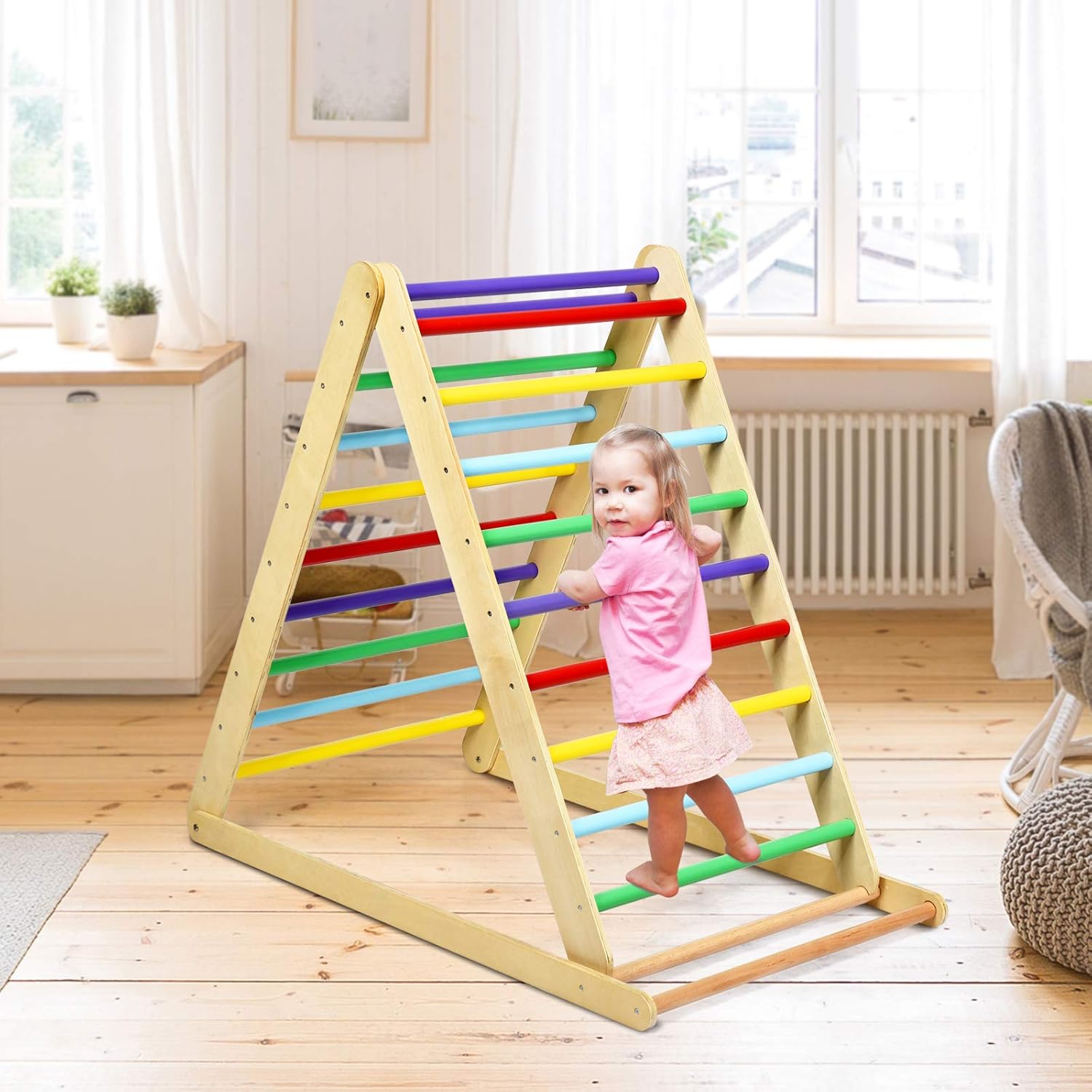 Triangle d’Escalade Enfants avec Toboggan pour Grimper et Glisser, Utilisation Jardin d'enfant ou à la Maison,50 KG pour Enfants 3Ans+ - 9
