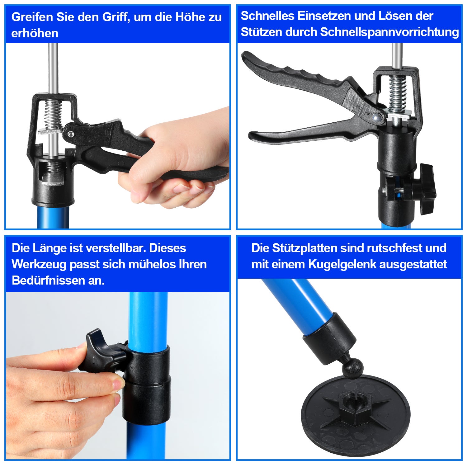 2 étais de soutien télescopiques, hauteur ajustable 115 à 290 cm, charge max 50 kg, cadre de porte écarteur - 4