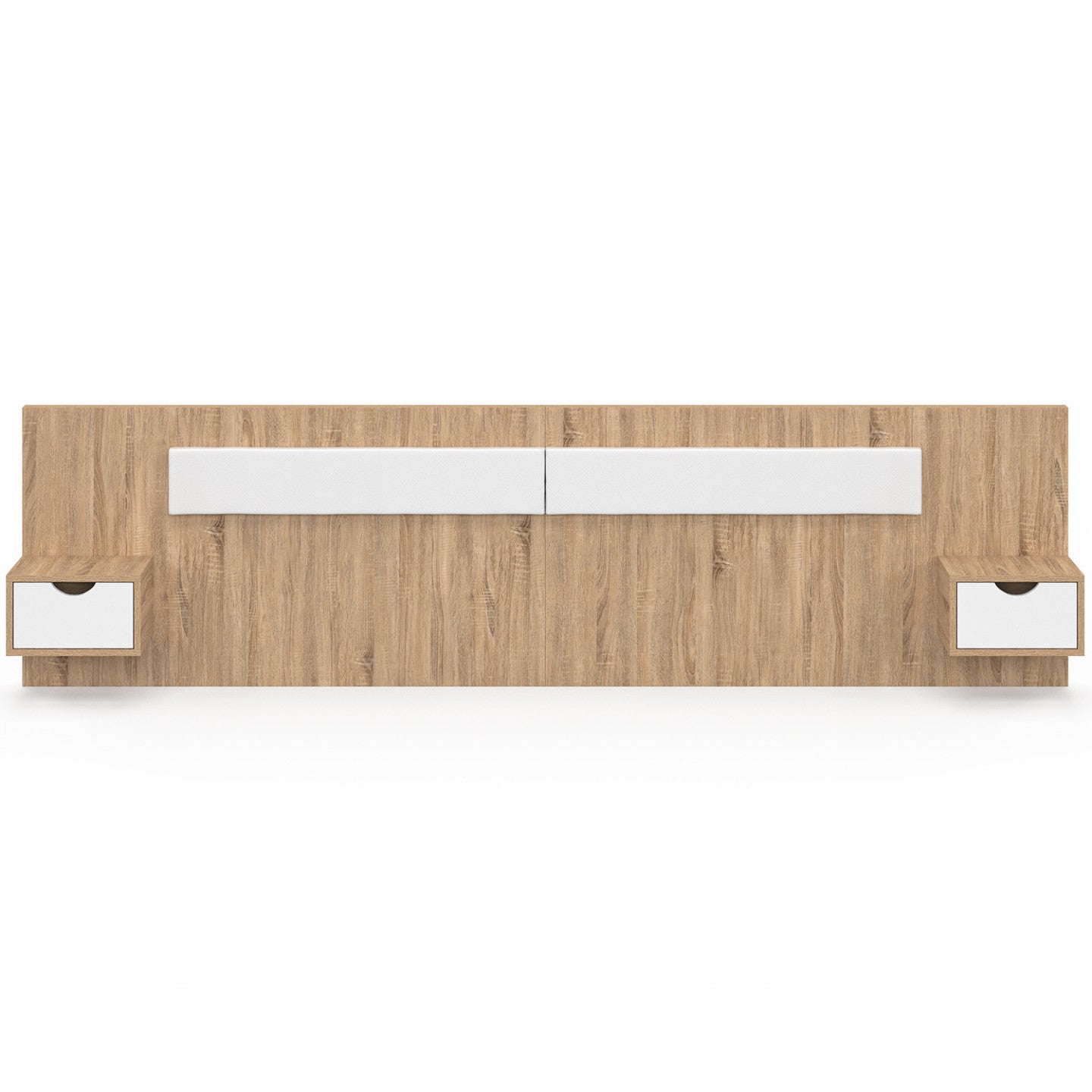 Tête de lit suspendue avec chevets SANTA pour lit 140, 160 et 180 cm bois et blanc - 3