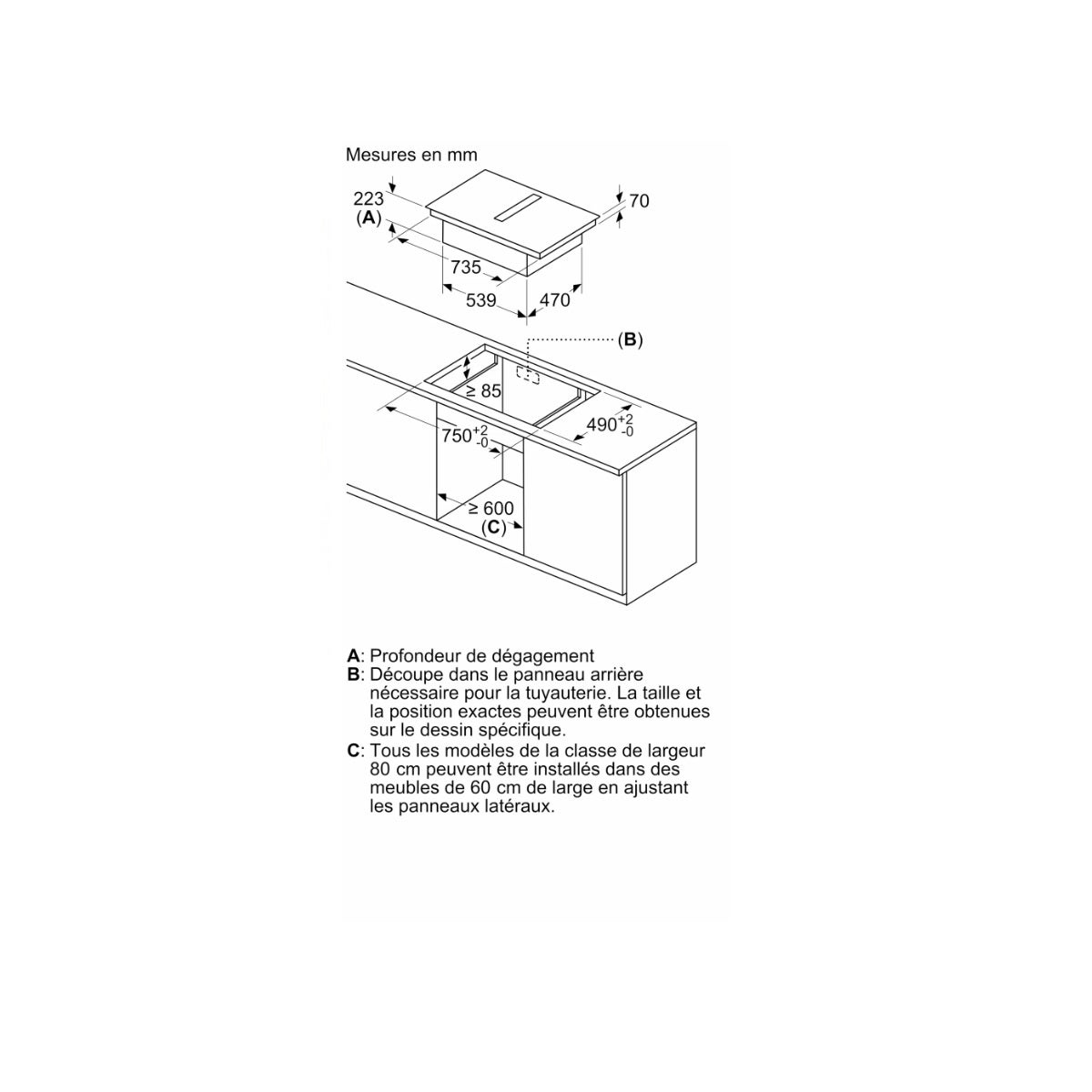 Table induction Aspirante - BOSCH SER6 - PVQ811H26E Noir - 4-foyers - Home Connect - L802xP522 mm - 6