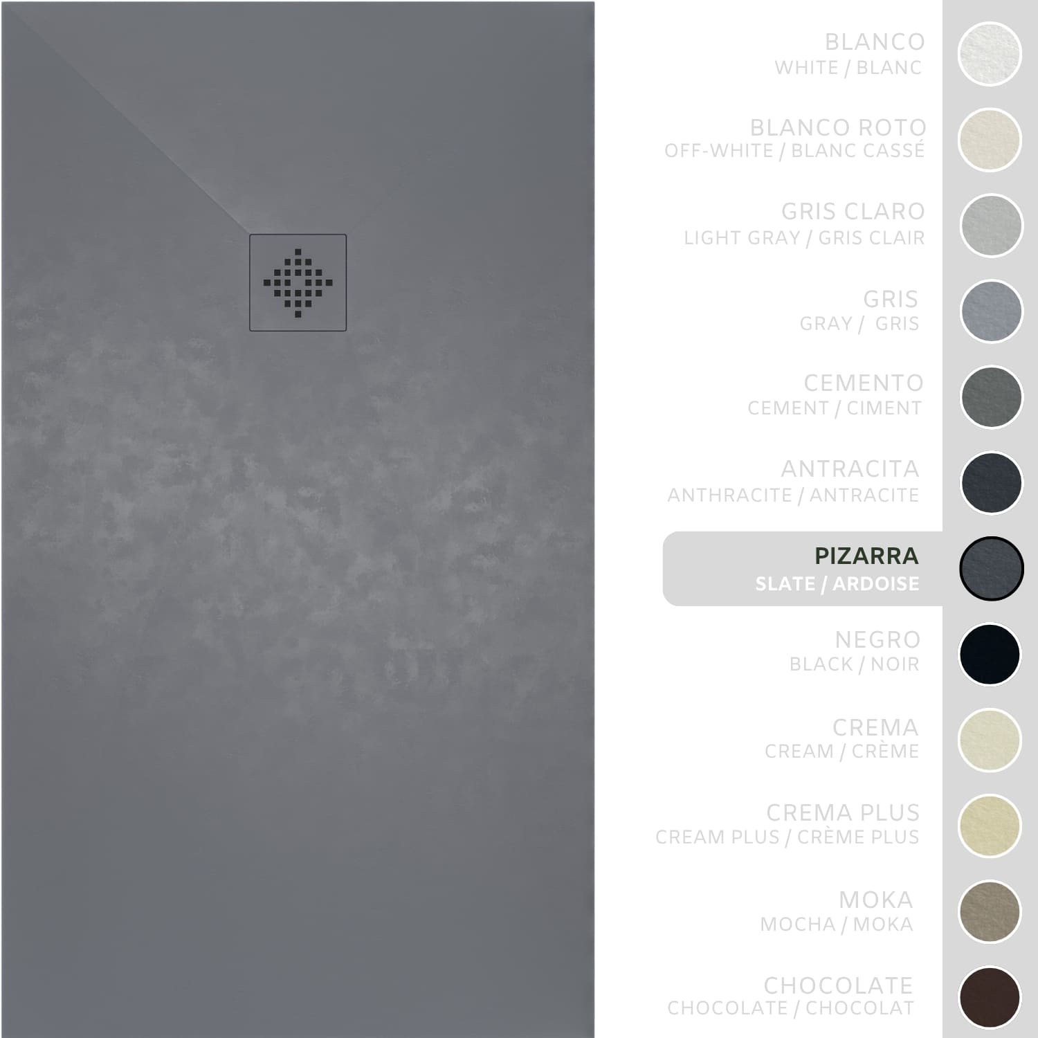 SOULHOME Brodzik prysznicowy– Żywica– Gel Coat– Gładka/Kamienna tekstura – Antypoślizgowy – Kolor łupkowy – 190X70- Niski 3 cm– SAME