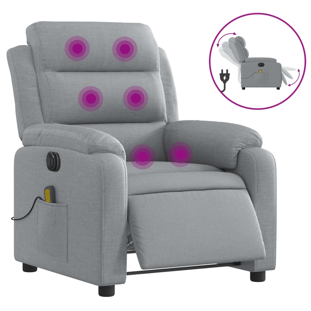 Sillón reclinable de masaje eléctrico | sillón de relax | silla de relax tela gris claro cfw259361