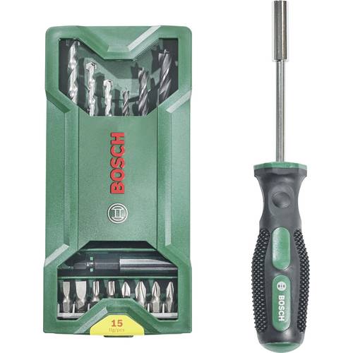 Bosch Mini X-Line Mixed Set da 15 + 1 cacciavite (per legno e pietra, accessori trapano avvitatore / cacciavite)