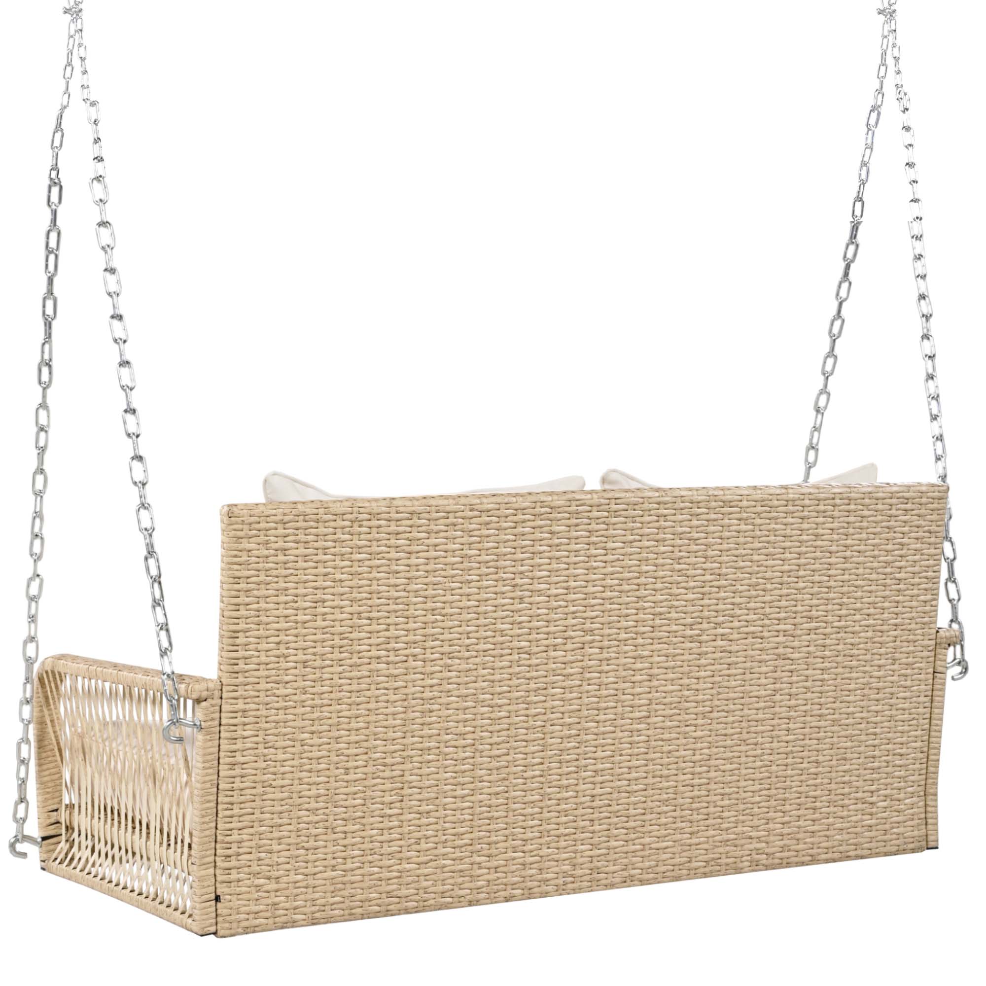Balancelle de Jardin en Rotin Beige avec Coussins Beige – 2 Places, Élégante et Confortable - 5