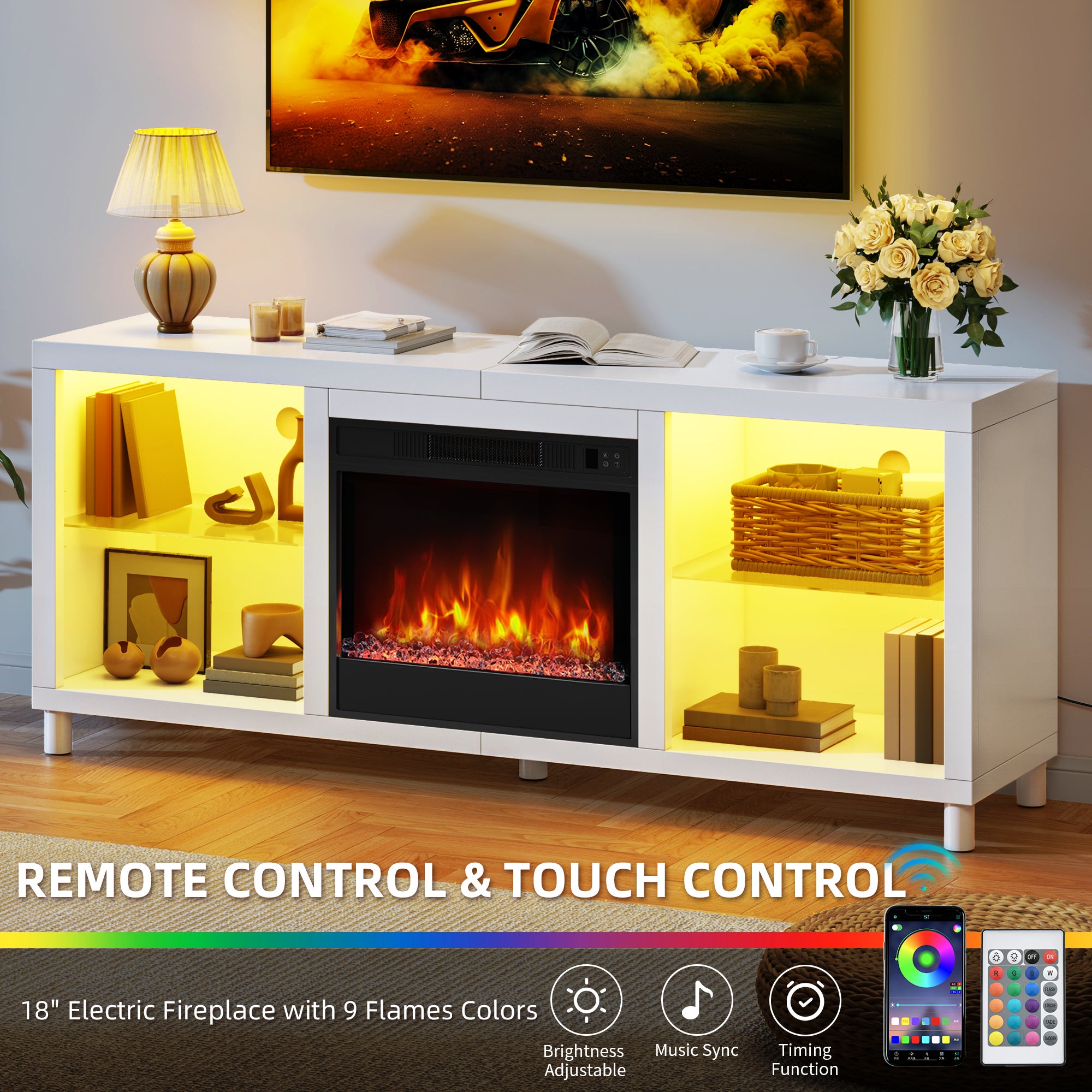 Balconera Mueble TV para Chimenea Eléctrica 18