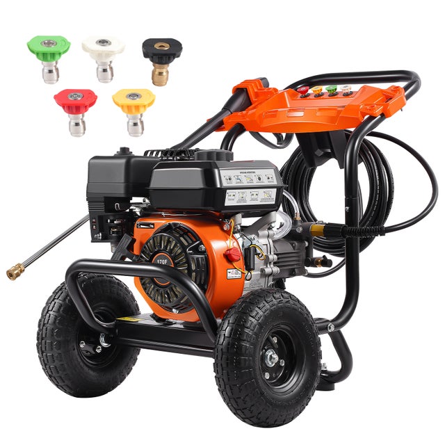 Nettoyeur Haute Pression Essence SucceBuy 3500 PSI 10 L/Min, Pompe Aluminium, 2,6 GPM, Kit 5 Buses, Tuyau 8 m, Pour Voiture, Allée, Terrasse, Jardin