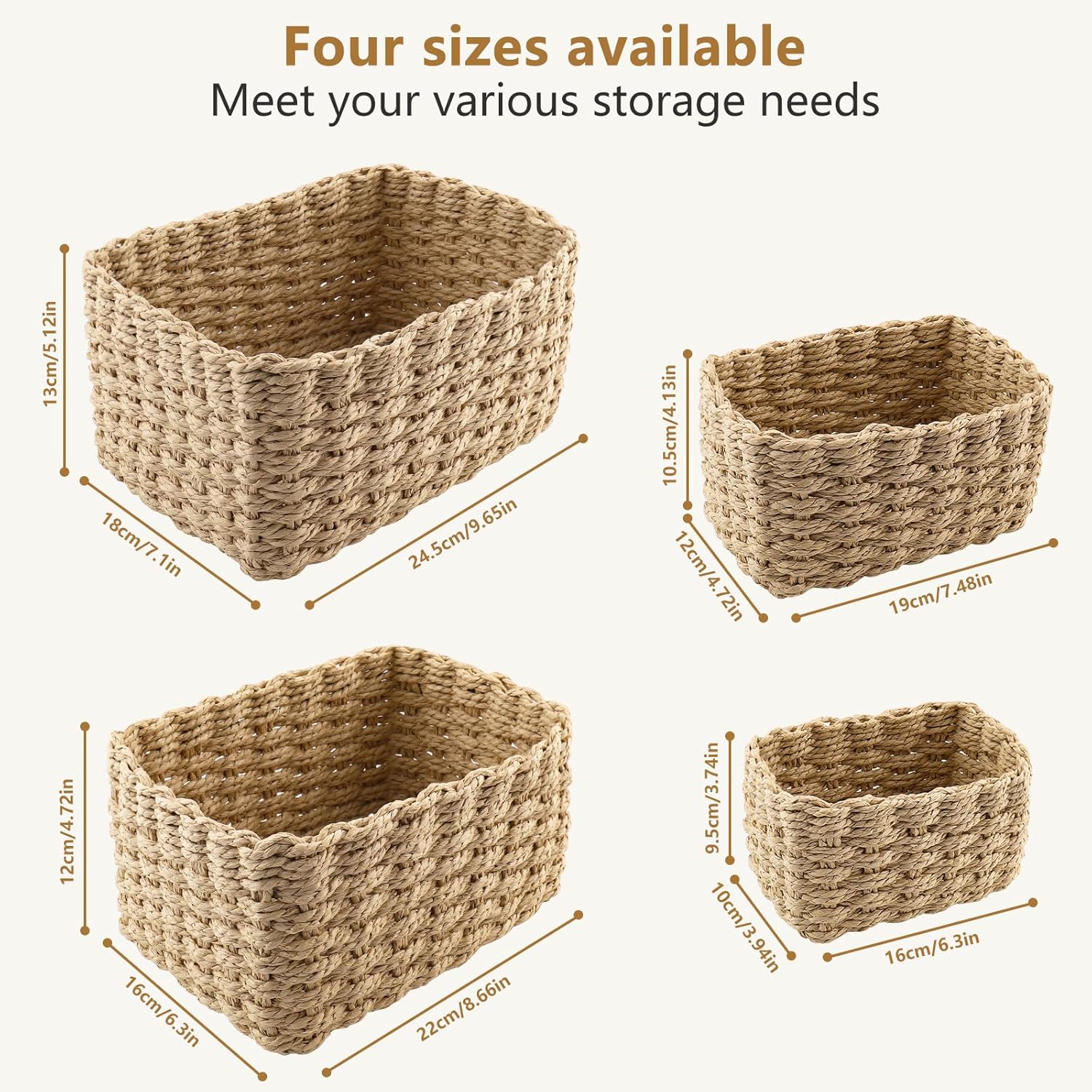 Paniers de rangement, lot de 4 paniers de rangement empilables pour jouets de bébé, cosmétiques, parfait pour la salle de bain, la cuisine - 3