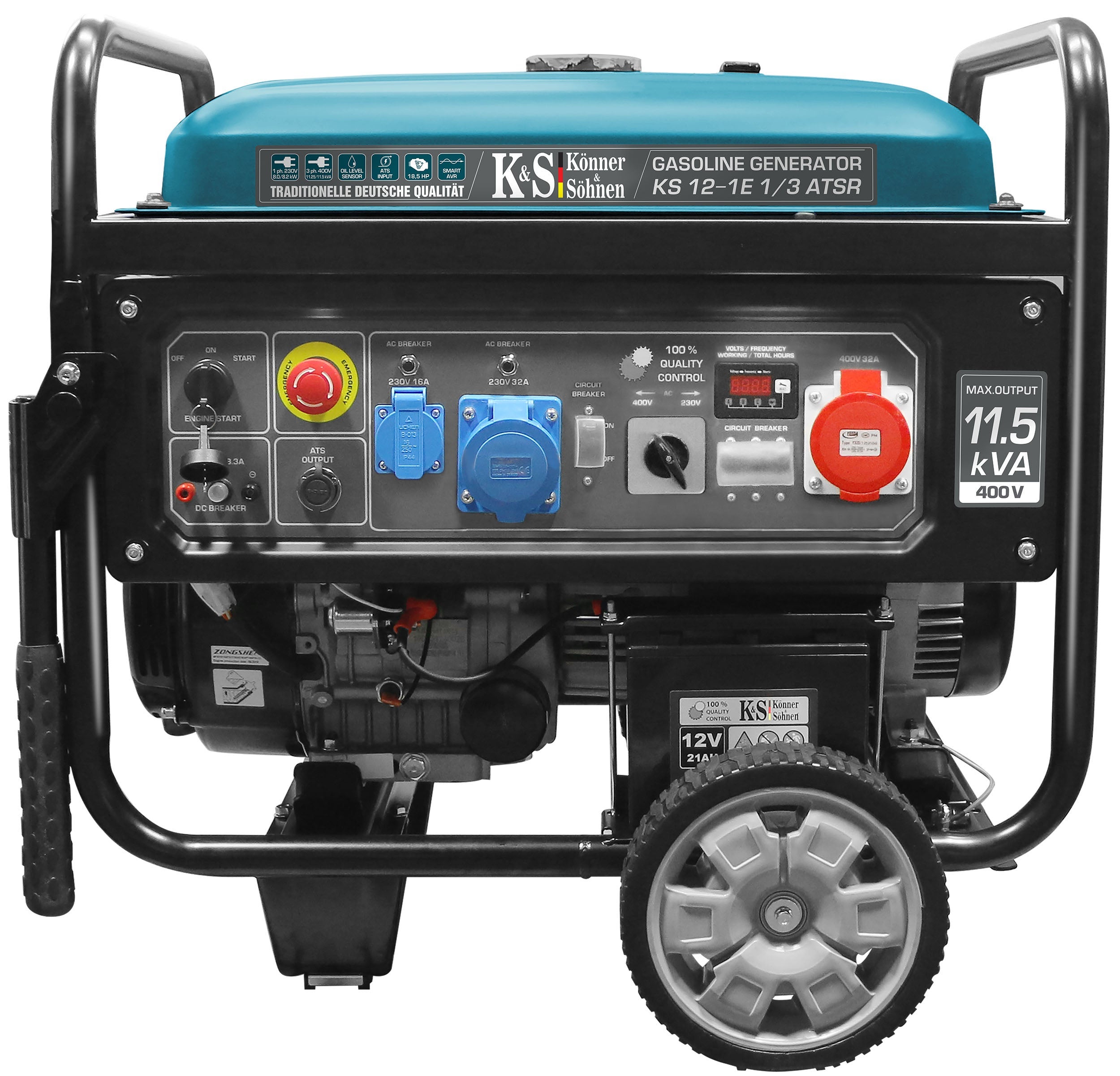 Generator benzynowy „Könner &amp; Söhnen” KS 12-1E 1/3 ATSR Moc maks/nom (230V), kW 8.2/8.0