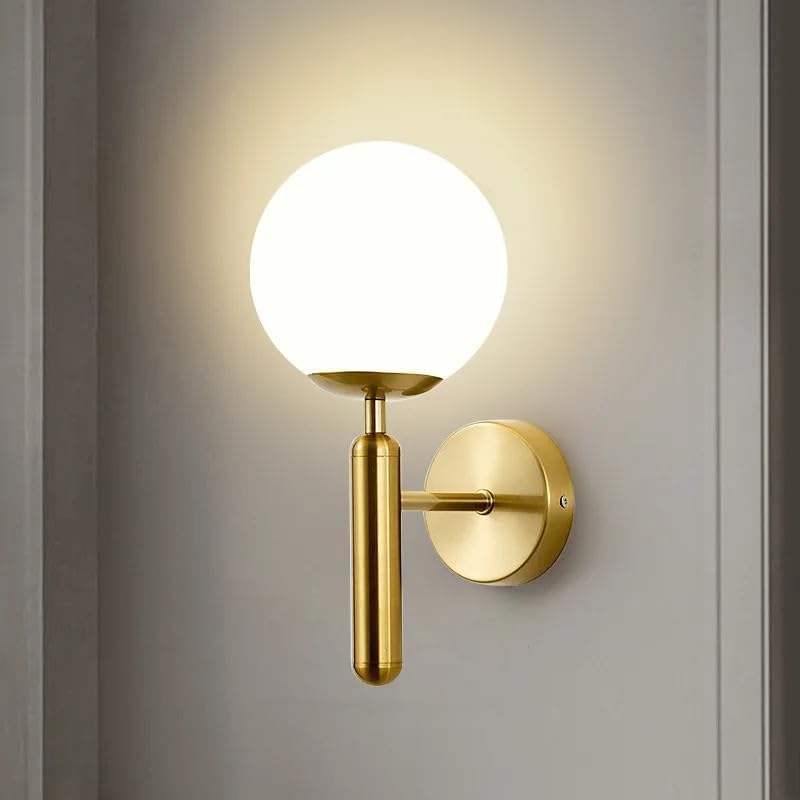 Kinkiet wewnętrzny, nowoczesny minimalistyczny design, kinkiet E27, klosz szklany, oświetlenie do sypialni, salonu i przedpokoju. - 4