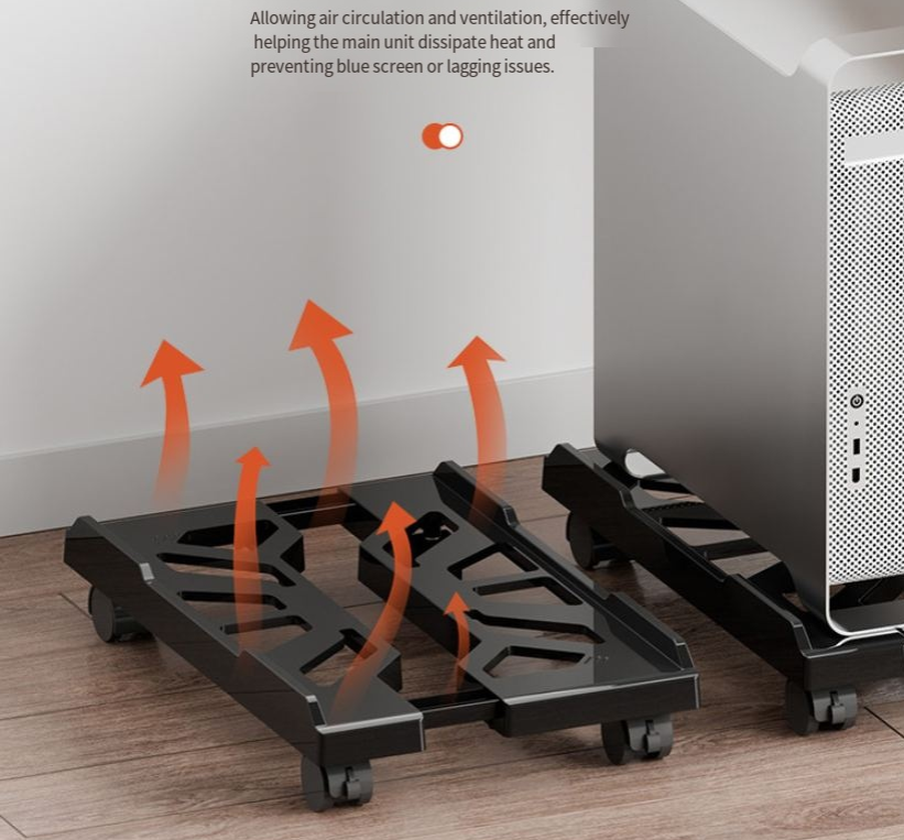 Supporto Mobile In Acciaio Per PC – Carrello Per CPU Con Ruote Bloccabili, Ventilato, Carico 80kg – Adatto A Tutti I Case