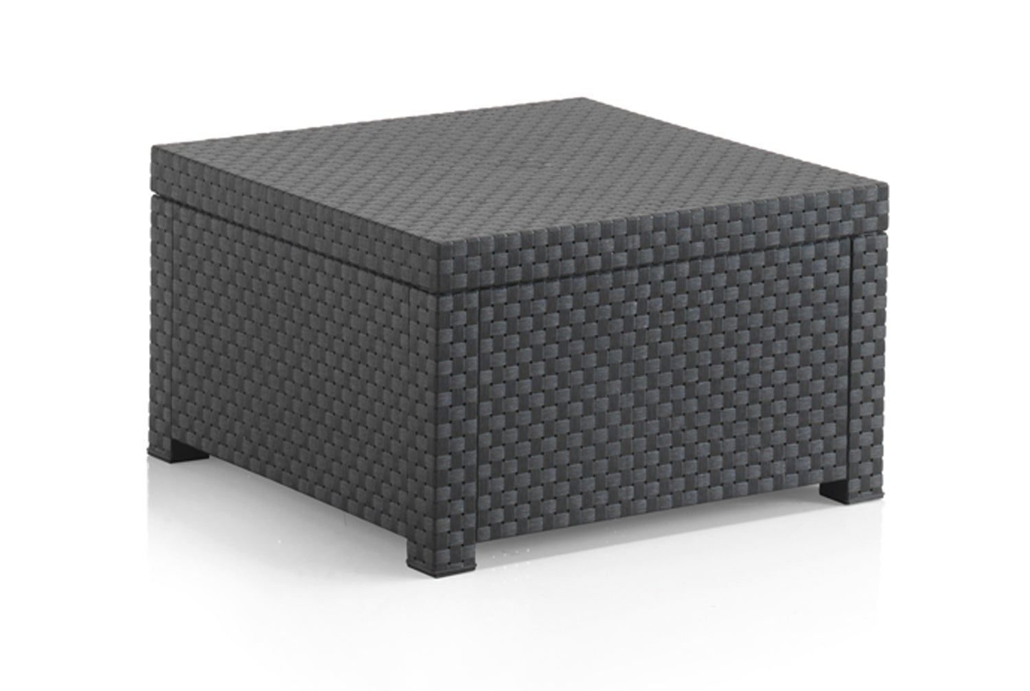 Salon de Jardin de 4 places en résine tressée anthracite (2 fauteuils + 2 poufs + table basse) - 3