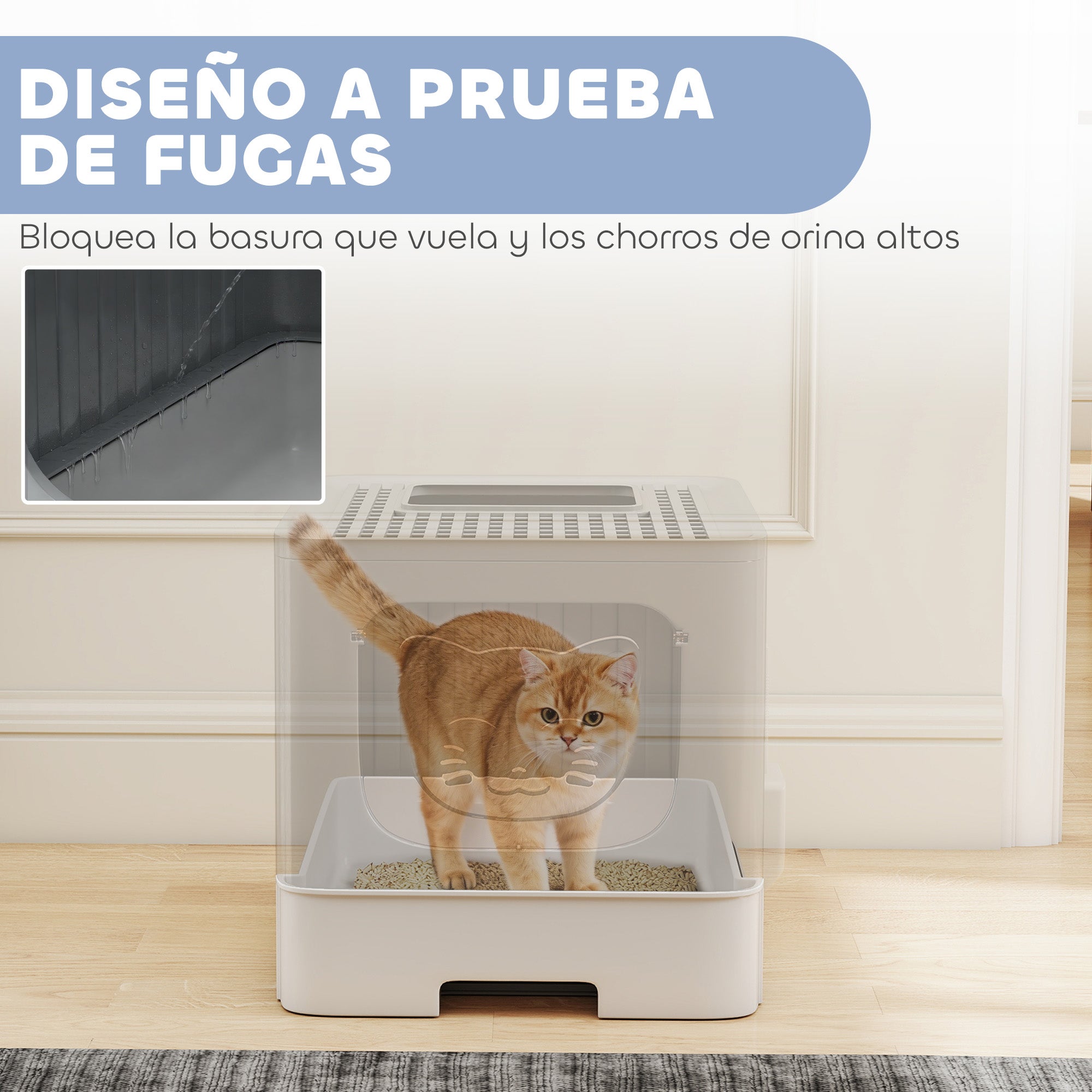 Caixa de Areia para Gatos PawHut PP Cinzento 48x38x38.5 cm - 6