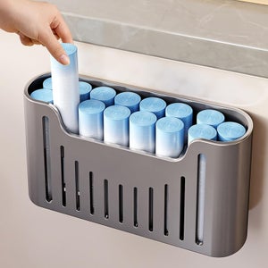 Lot De 2 Boîtes De Rangement Murales Autocollantes – Organisateur Porte-Armoire Cuisine/Salle De Bain, ABS Blanc 23,4 × 10,8 × 6,8 Cm