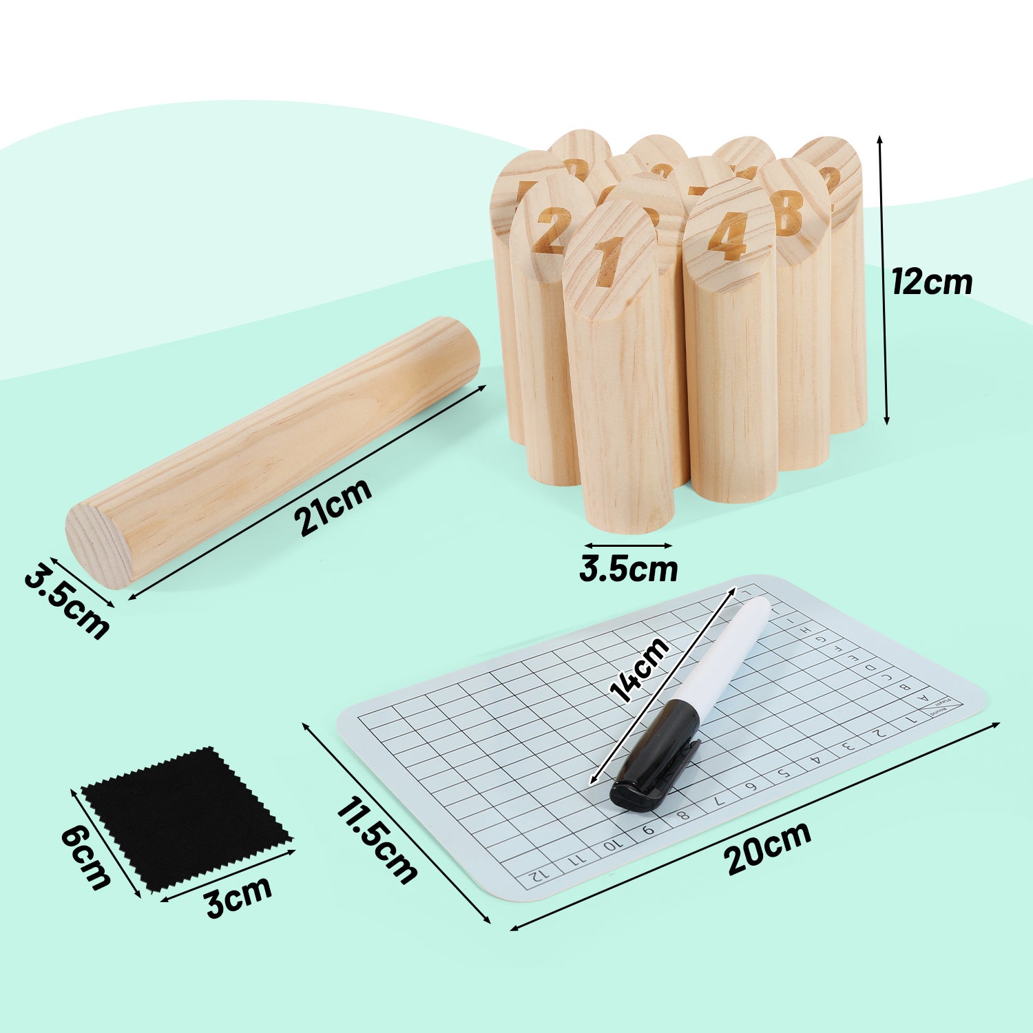 Fantasy Kubb Game - Gioco Dei Vichinghi In Legno, Versione Piccola 21 Pezzi, Per Esterni, Con Borsa - Marrone, 30x5x5cm - 2