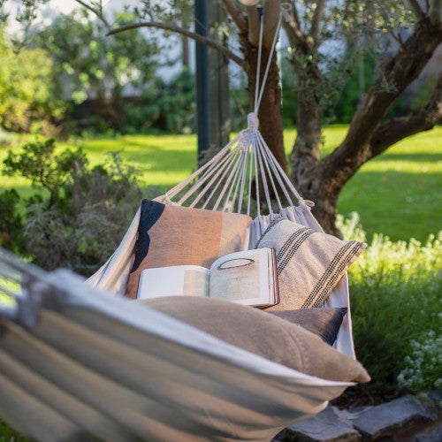 Hamac De Jardin Portable AKTIVE En Coton Rayé Multicolore - 200 X 100 Cm, Charge 200 Kg, Sac De Transport Inclus, Idéal Camping, Plage, Jardin