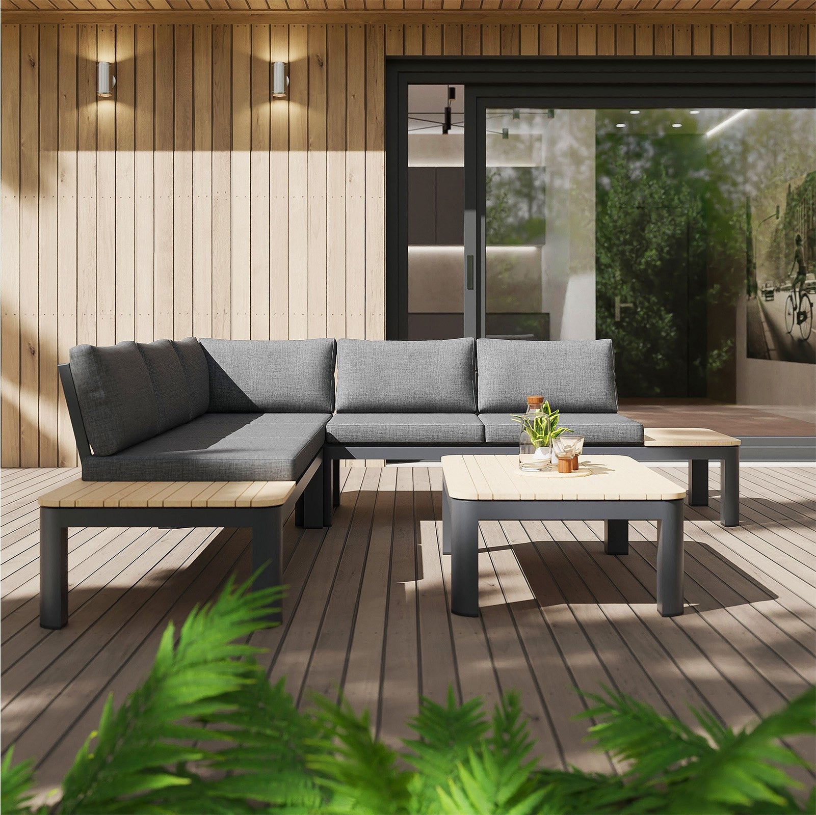 Narożnik ogrodowy aluminiowy BELLANTI Milano Lounge 4-osobowy Dark Grey - 8