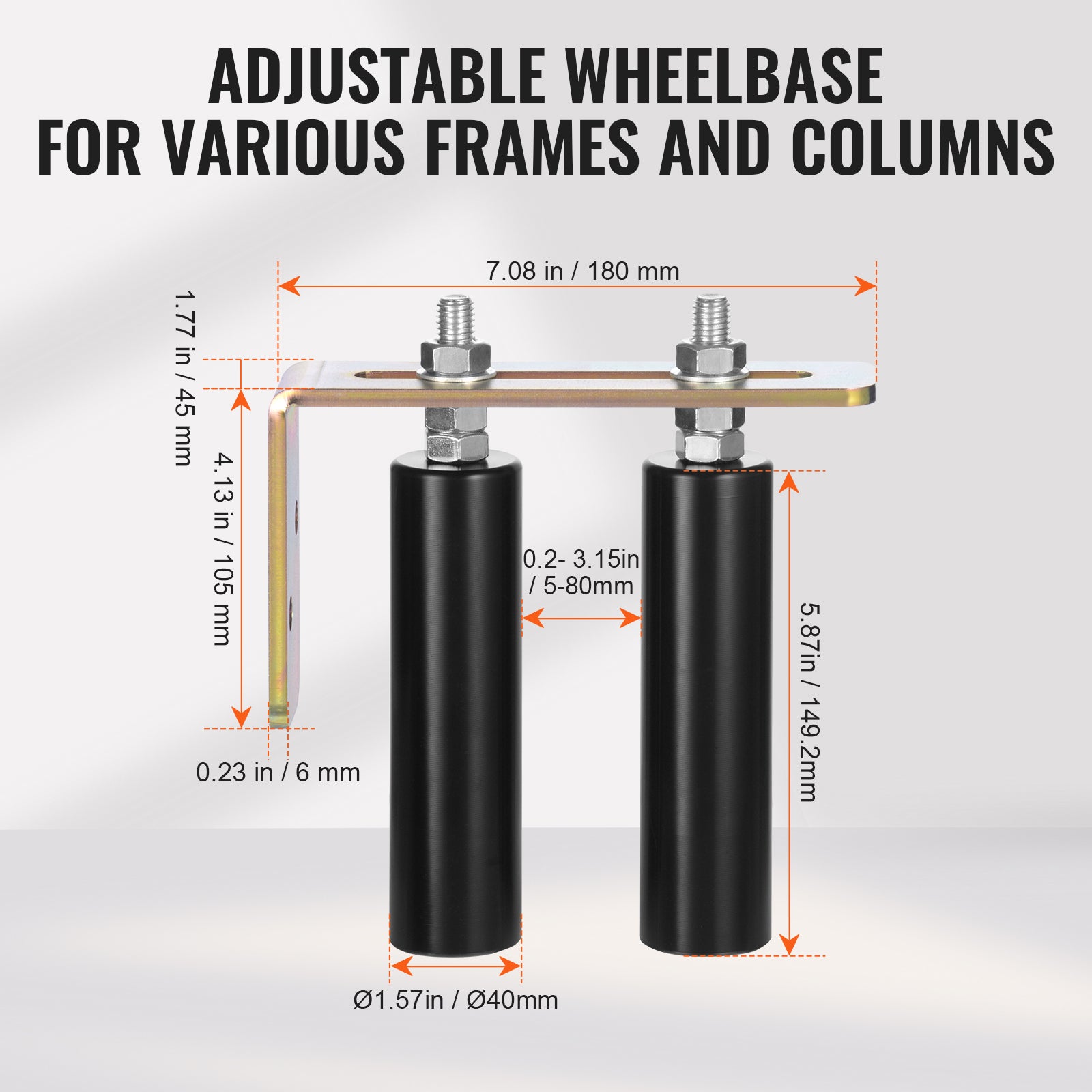 Kit Portail Coulissant,VEVOR Quincaillerie Porte Roulante,Support Forme L,Rouleaux Guidage Robustes Réglables,pour Portails Coulissants,Noir - 4