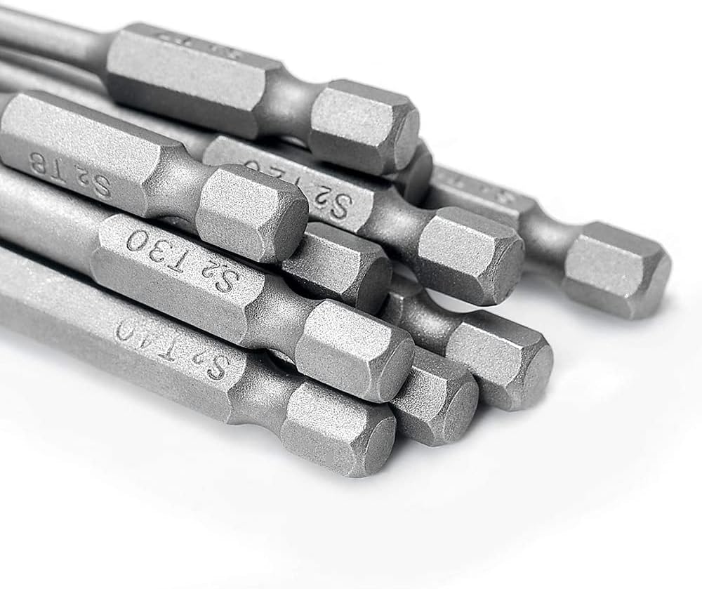Lot de 11 tournevis de sécurité 75 mm à tige hexagonale 6,35 mm T6 -T10 T15 T20 T25 T27 T30 T40 avec porte-embout de tournevis d'angle en L - 5