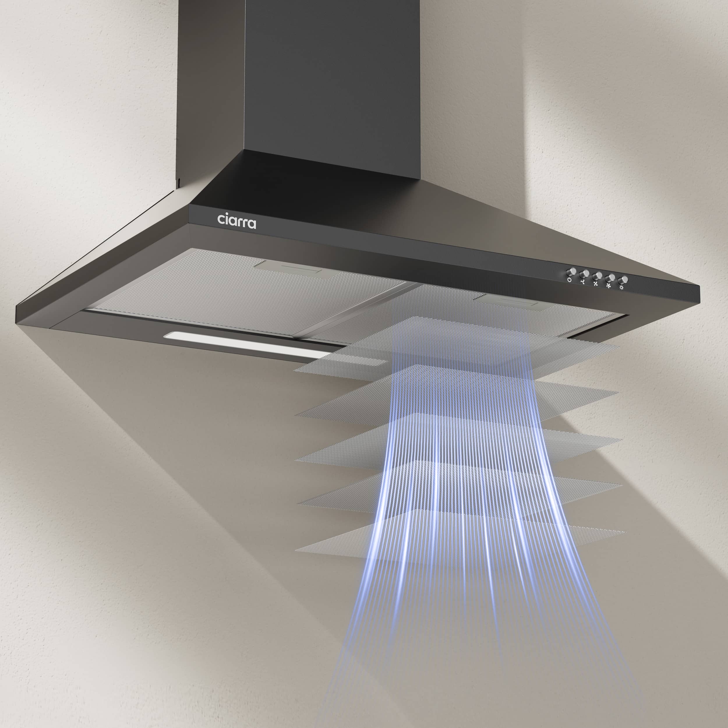 Exaustor de Parede CIARRA 60cm 404 m3/h 3 Velocidades Recirculação Preto 201BK60 - 7