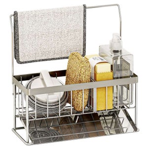 Organizer Per Lavello Da Cucina In Nero/Antracite - Porta Spugne, Detersivo E Strofinacci, Smontabile E Lavabile In Lavastoviglie