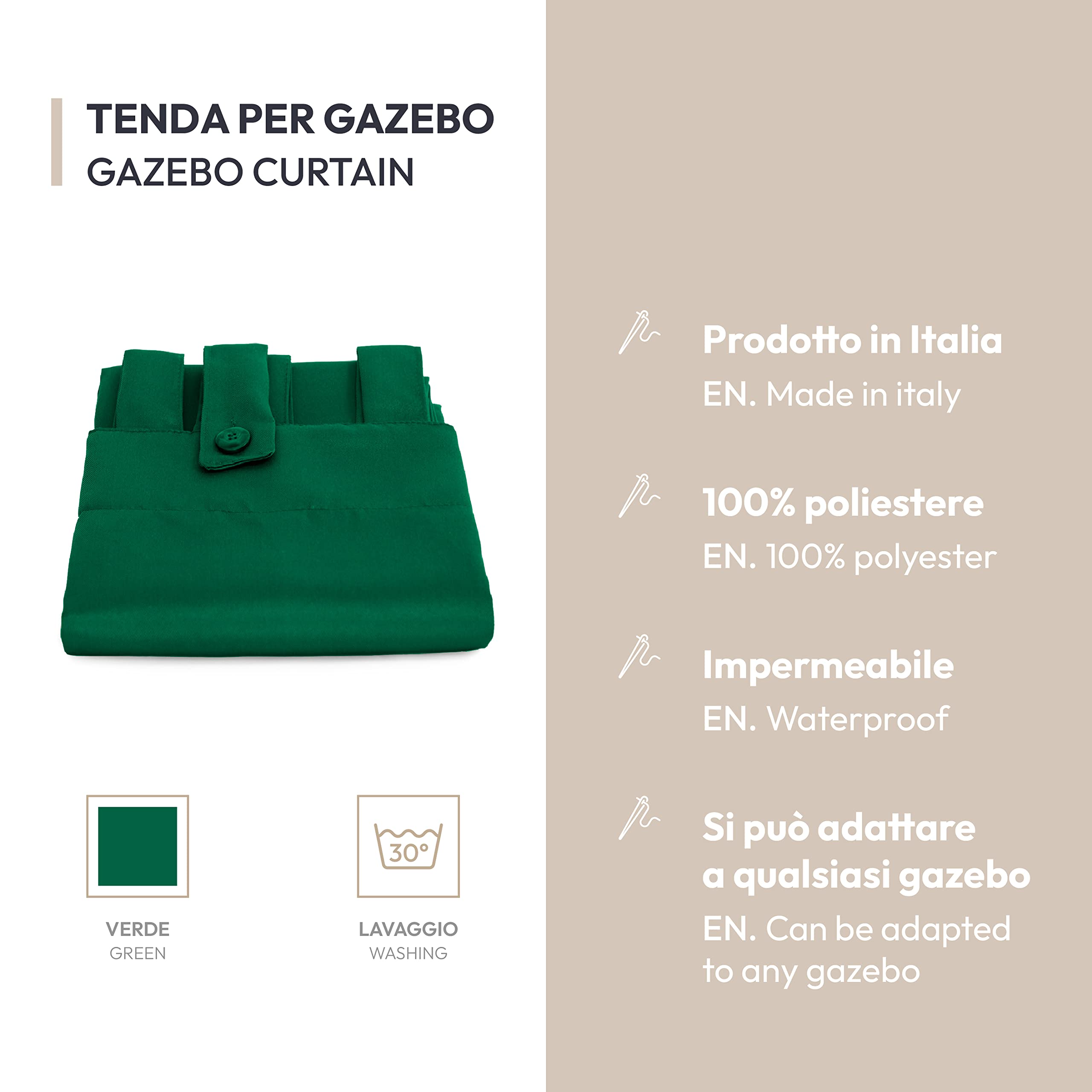 Tenda Gazebo Morbidissimi 200x270 Cm - Idrorepellente E Resistente - Made In Italy - Verde - Foto 5