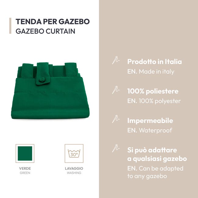 Tenda Gazebo Morbidissimi 200x270 Cm - Idrorepellente E Resistente - Made In Italy - Verde - Foto 5