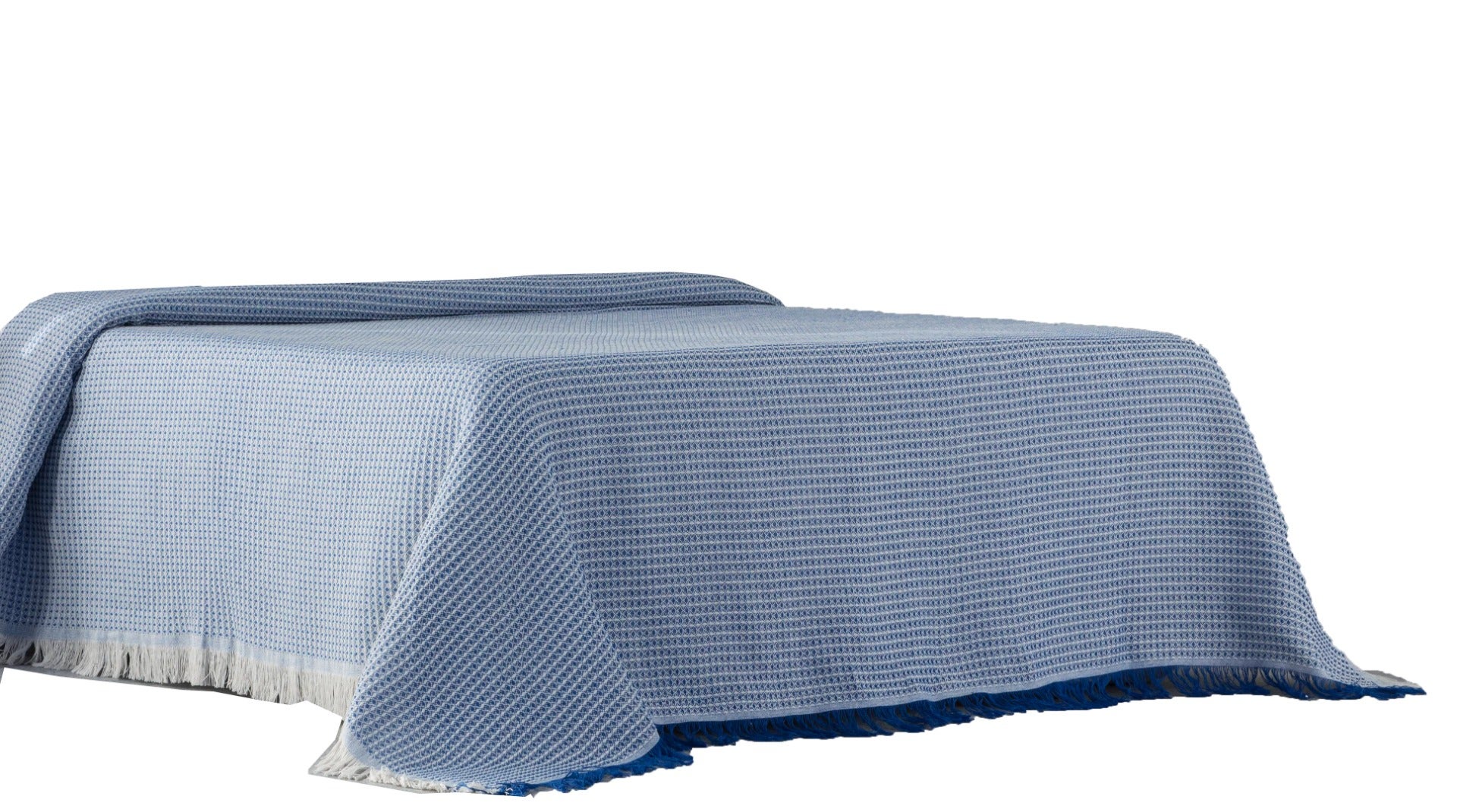 Estoralis | plaid multiusos tejido jacqard | con fleco ( 180x260 cm. anchoxalto ) modelo nido color azul
