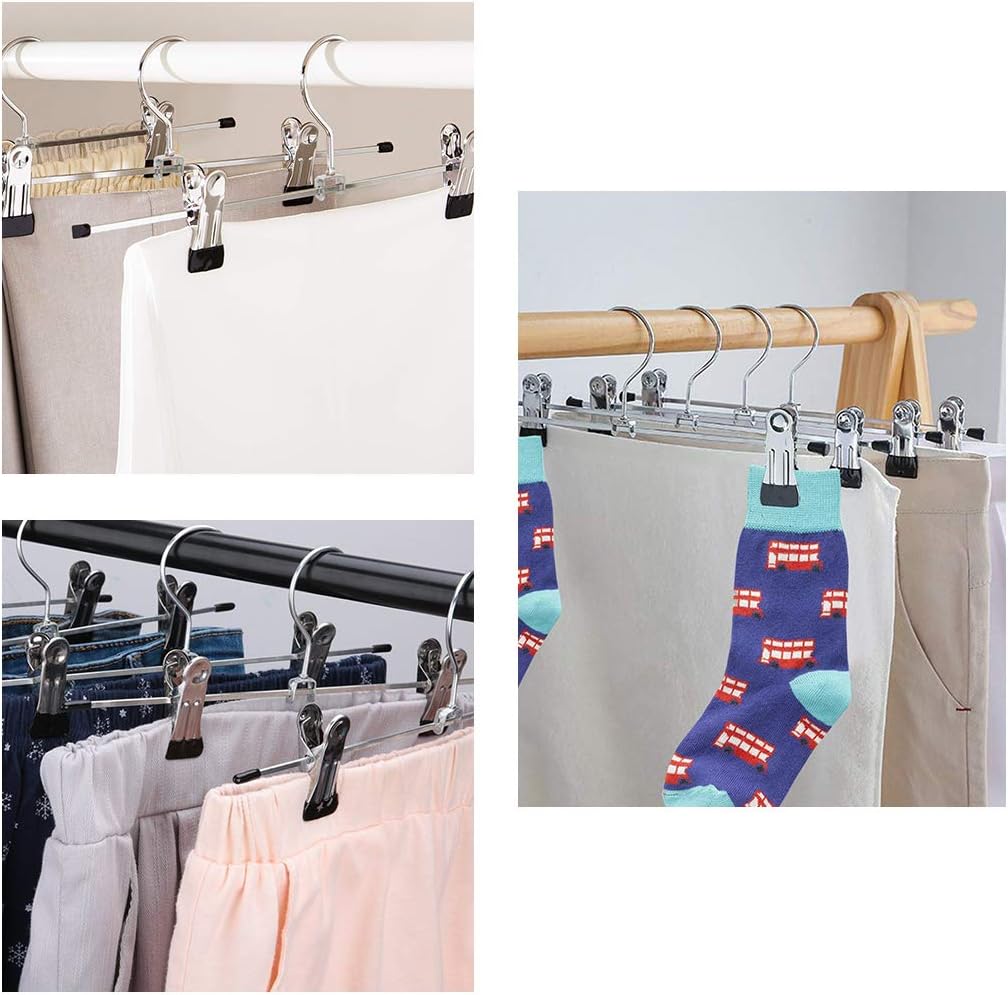 Lot de 10 Cintres Porte-Pantalons Métal Clips, Crochet pivotant à 360°,pour Jupes et Chaussettes, Hauts à Bretelles - 5