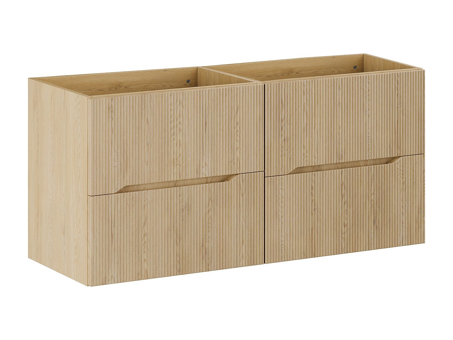 Meuble sous vasque suspendu strié - Naturel clair - 120 cm - ORISO - 3