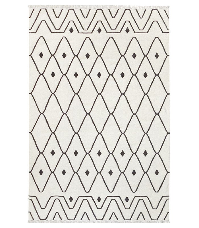 Hamid - Kilim ATLAS D2 300 x 200 cm, gobelin w kolorze białym i brązowym z motywami geometrycznymi