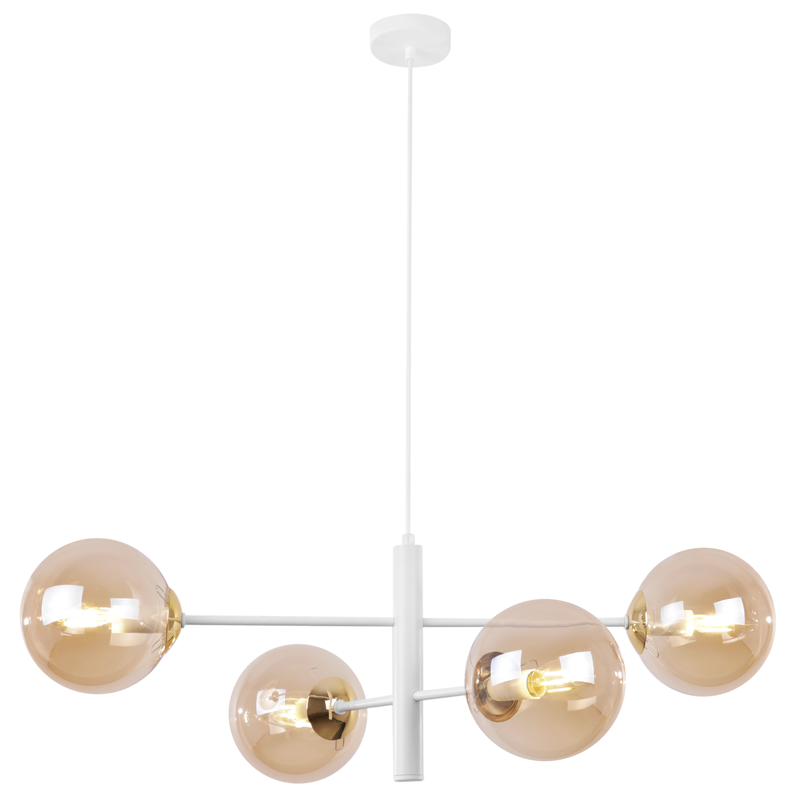 Lampa sufitowa wisząca Vicenza biała glamour 4xE14 klosz kula miodowa/złota Light Home LH