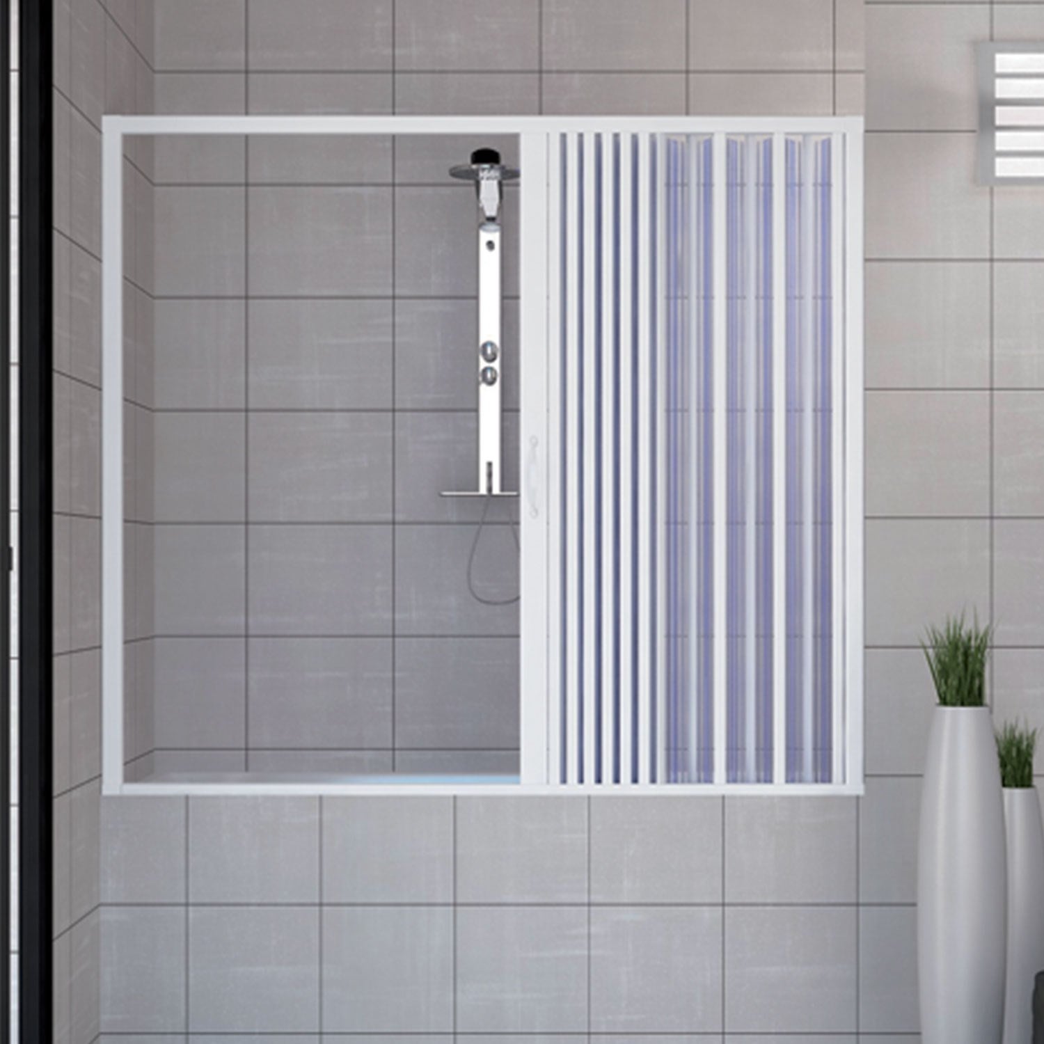 Puerta mampara de bañera 140 cm de pvc mod. nina con apertura lateral