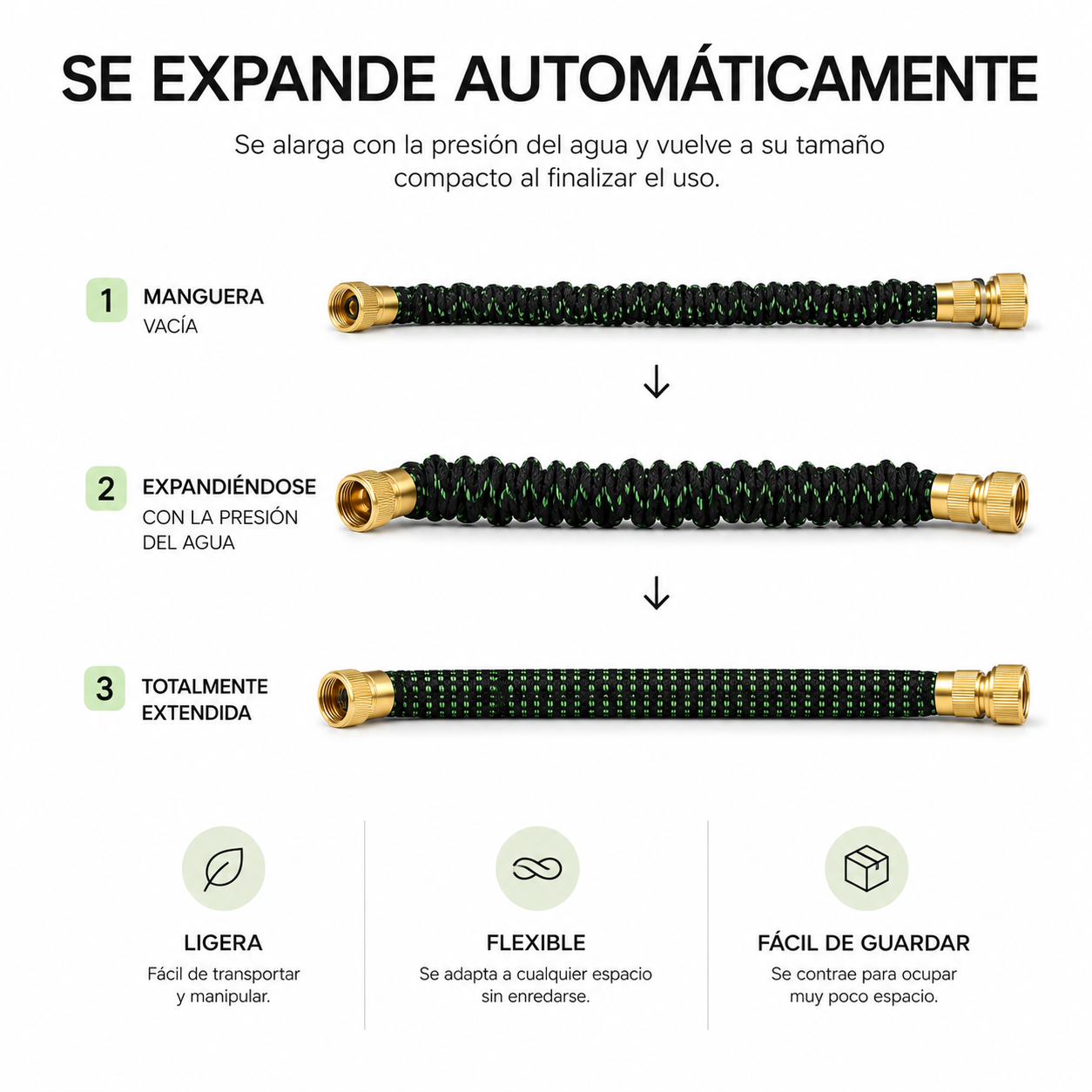 Manguera Extensible De Jardín 30 m Con Pistola Multifunción - 3
