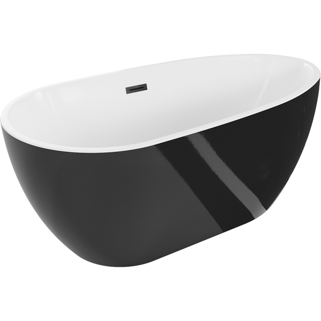 Mexen Eos wanna wolnostojąca 150 x 75 cm, biała/czarna, przelew czarny - 52471507575-70